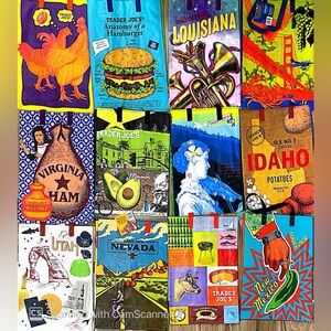 12 Trader Joe's Reusable Bags (All 12 NWT) Includes RARE Mandarin Orange Chicken